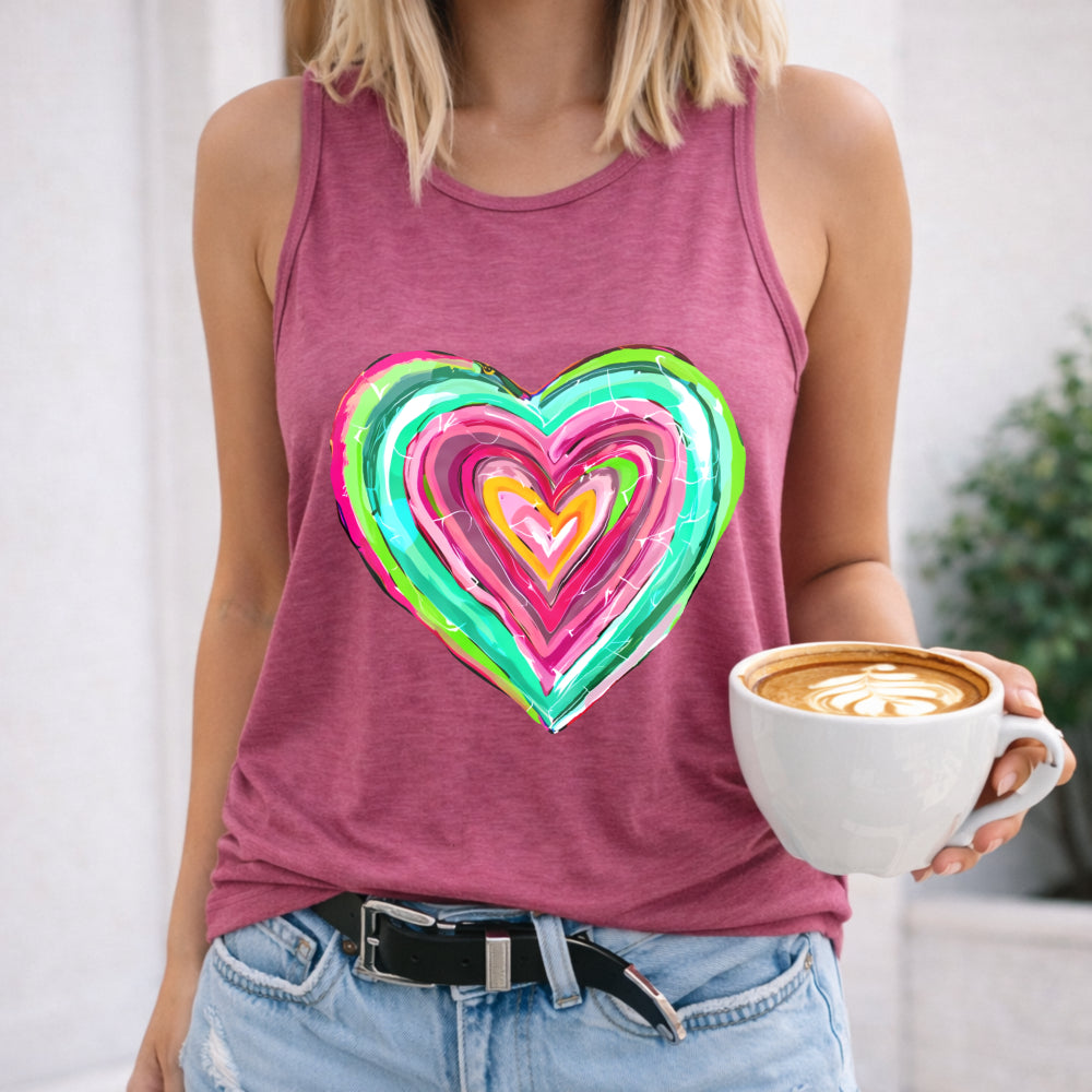 Colorful Neon Gradient Heart-shaped And Halter Women's Tank Top