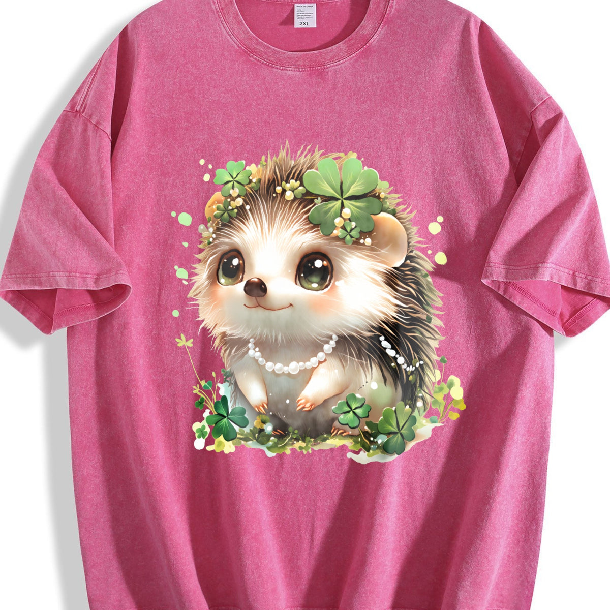 Summer : Hedgehog With Jewelry And Lucky Four-leaf Vintage Washed T-Shirt