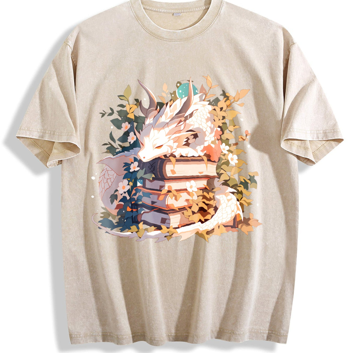 Animal Series Summer : White Dragon Lying On Books Vintage product image 1