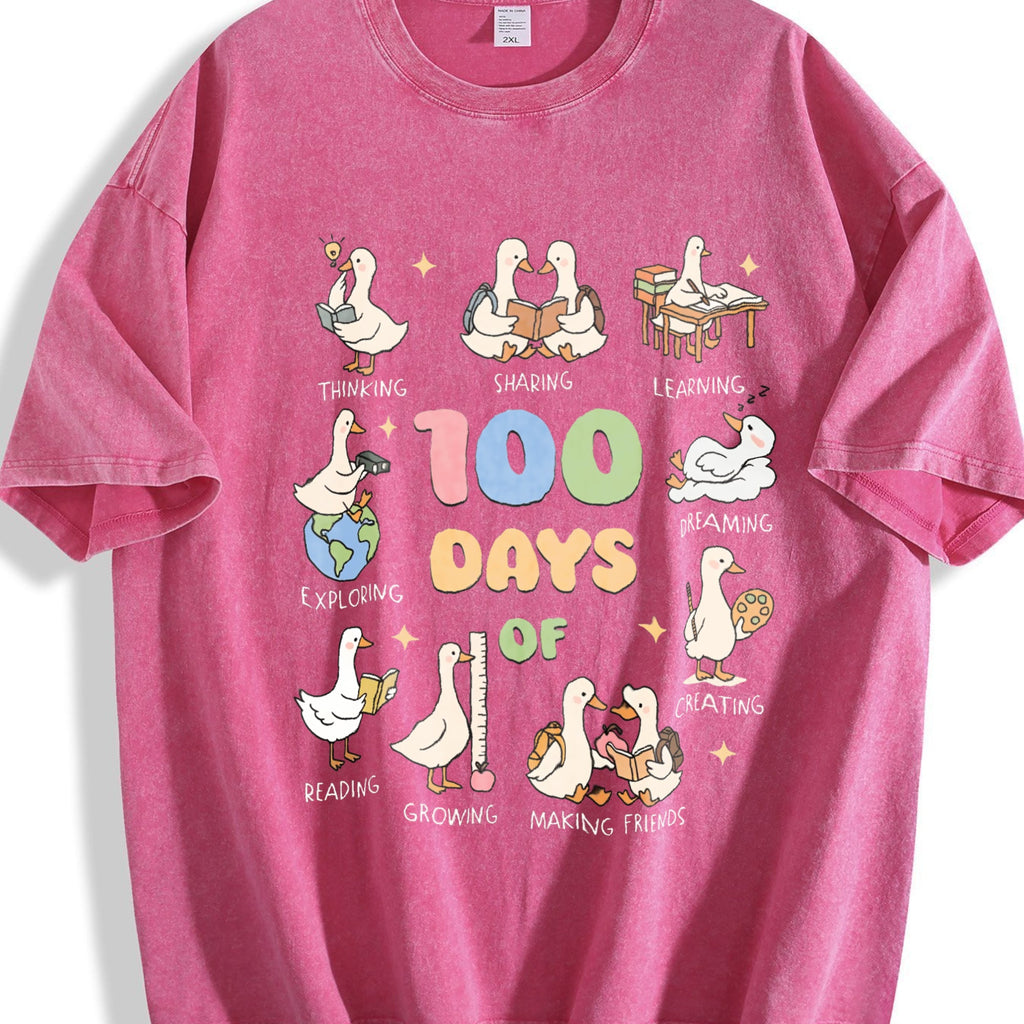 100 Days Of School Goose Teacher Vintage Washed T-Shirt product image 5