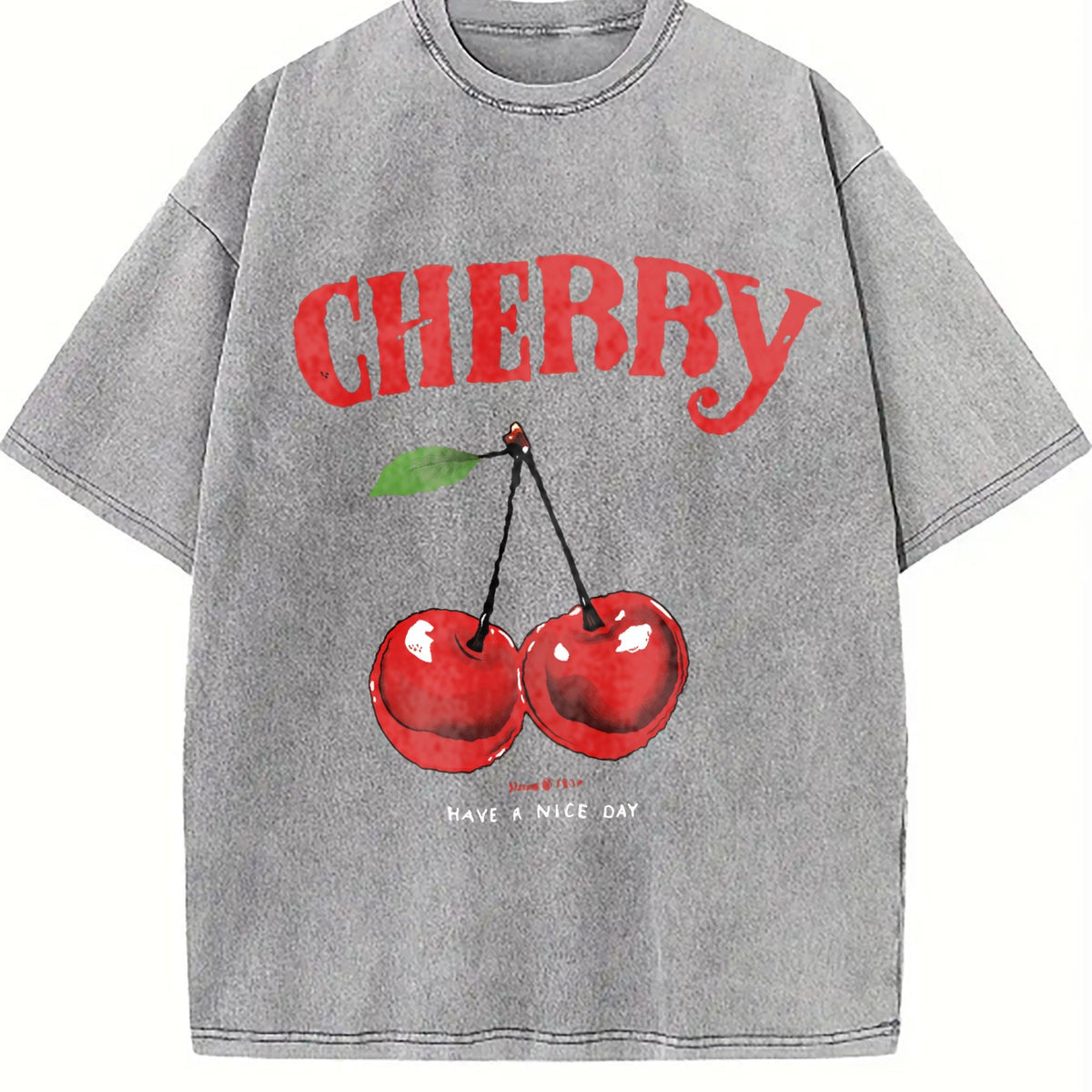 T-shirtplus Size - Pink Cherry Daily Travel Vintage Washed product image 4