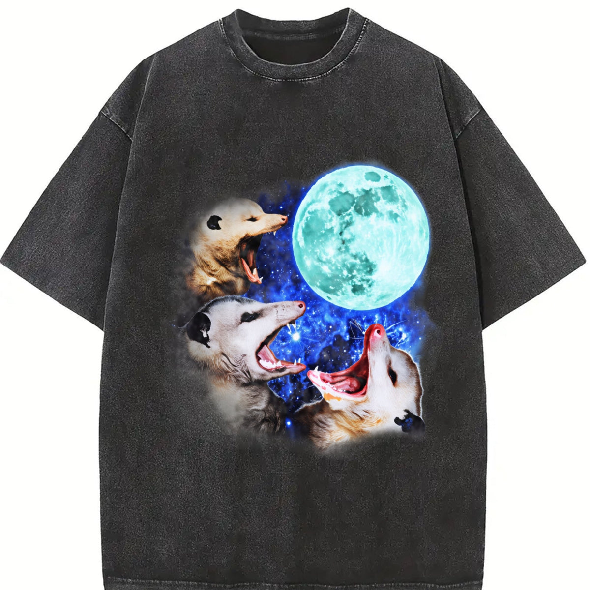 Three Possums Howling At Moon Vinatge Vintage Washed T-Shirt product image 2