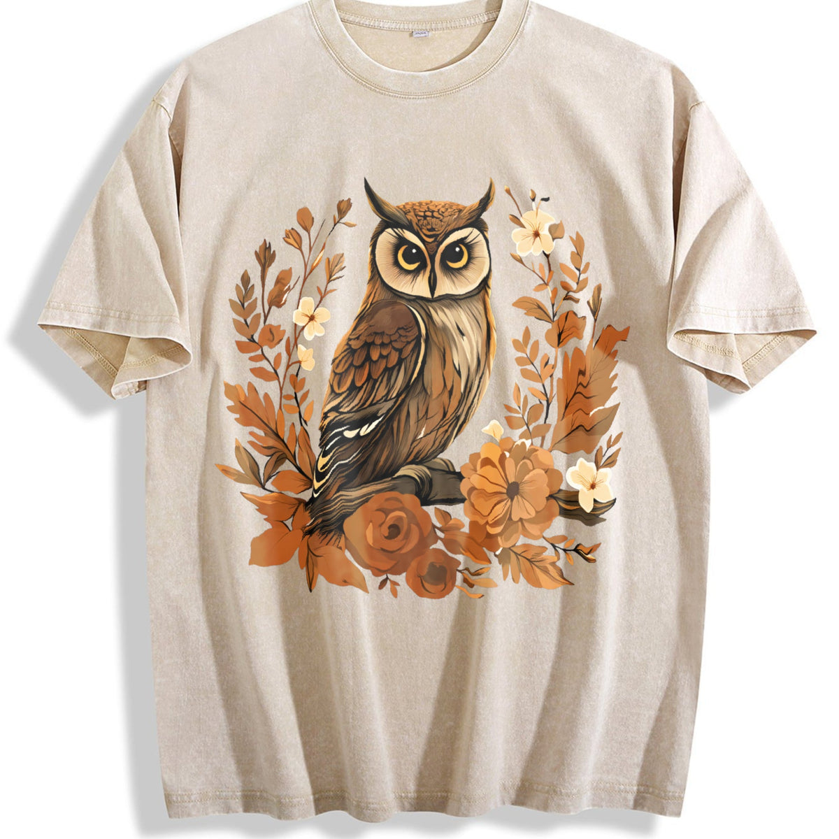 Summer Autumn Leaf Flower Owl One-piece Vintage Washed product image 1