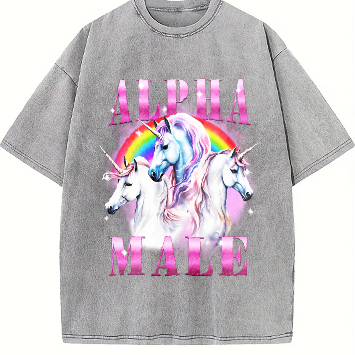 Alpha Male Unicorn Ironic 90s Vintage Washed T-Shirt product image 5