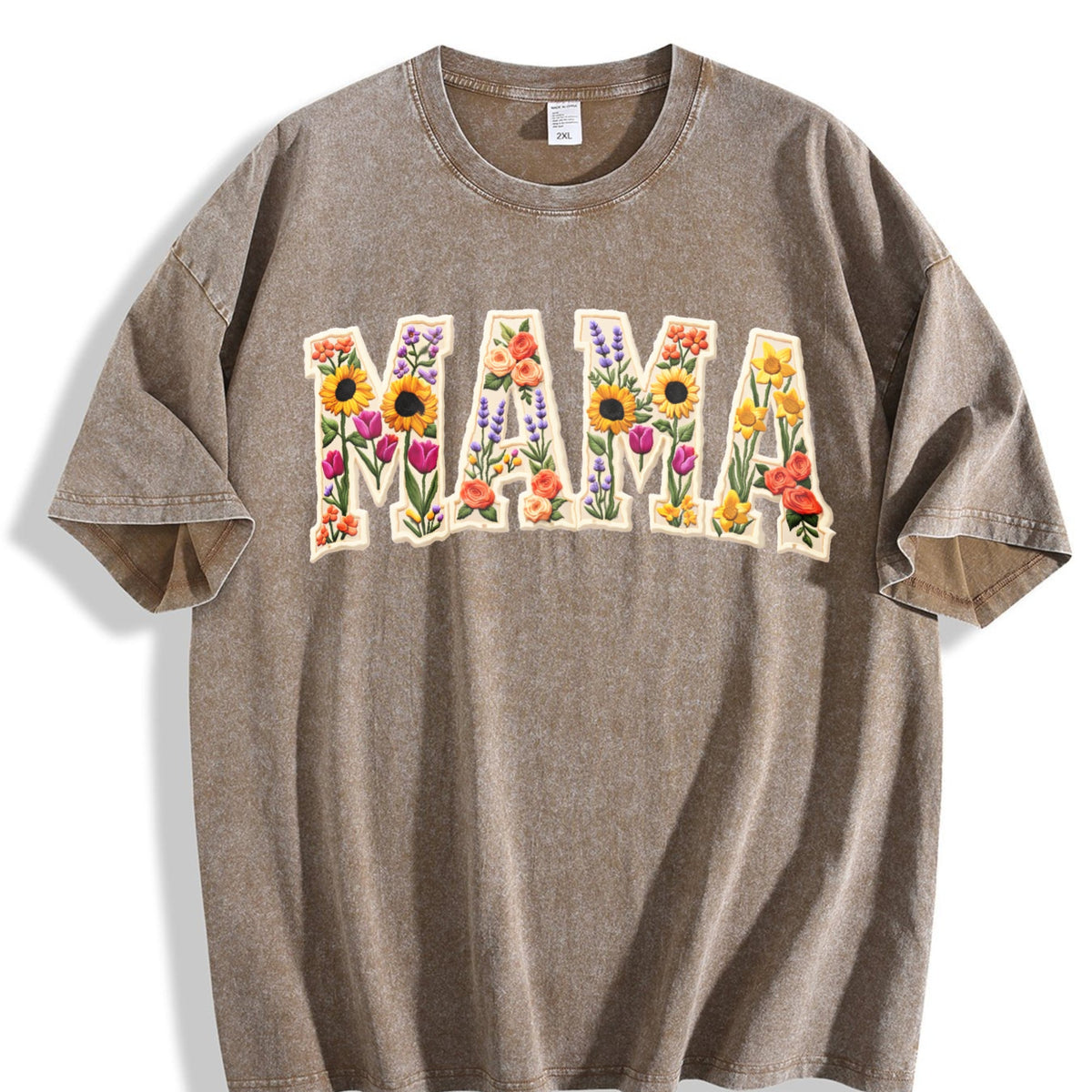 Mama Patchwork Flower Vintage Washed T-Shirt product image 3