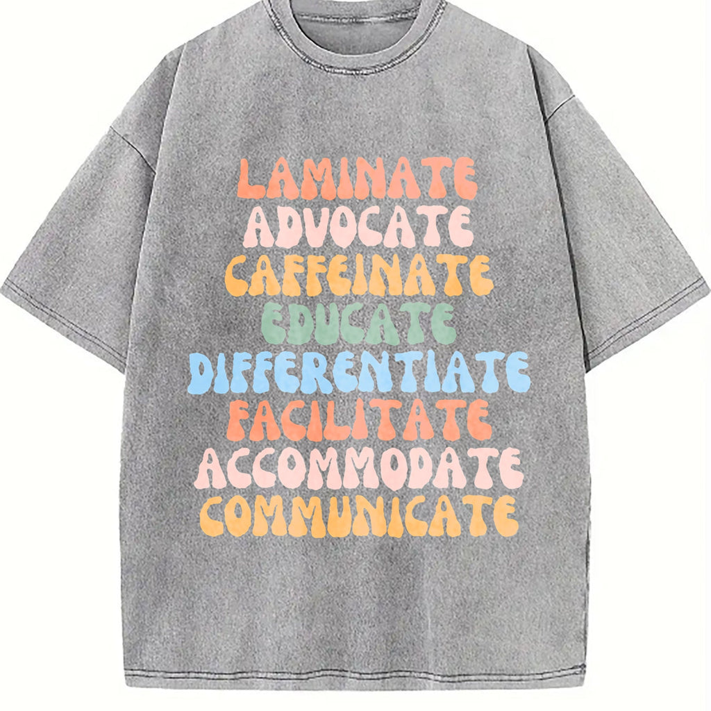 Teacher Advocate Educate Communicate Vintage Washed T-Shirt product image 5