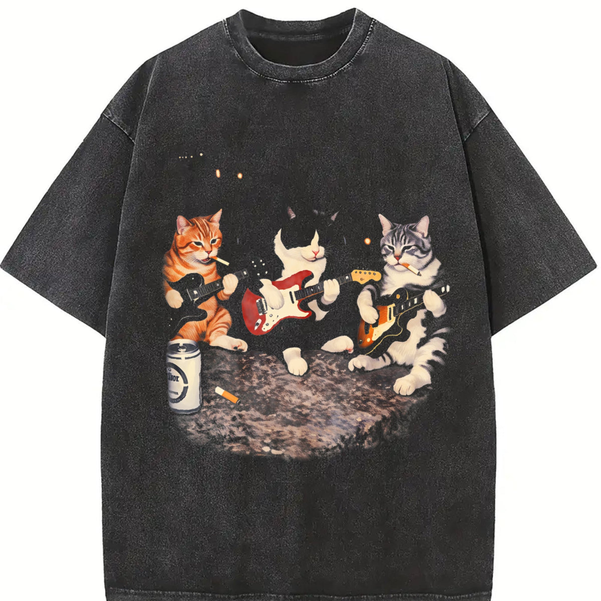 Rock Band Cats Vintage Washed T-Shirt product image 2