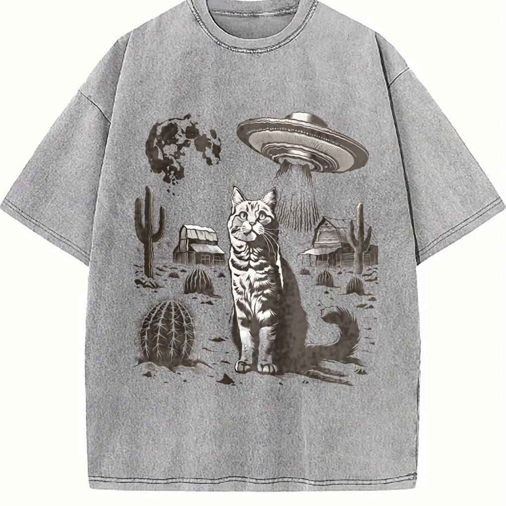 UFO Western Cat Vintage Washed T-Shirt product image 5