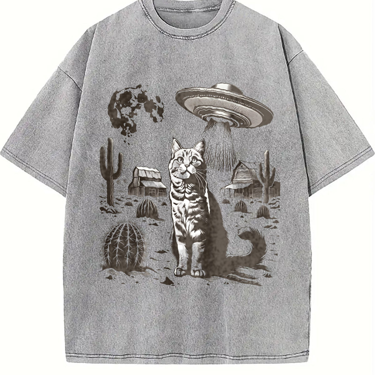 UFO Western Cat Vintage Washed T-Shirt product image 5