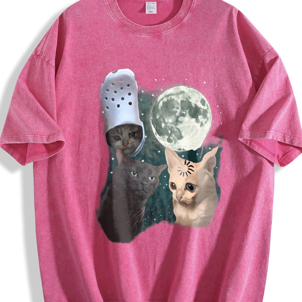 Three Cats Moon Vintage Washed T-Shirt product image 7