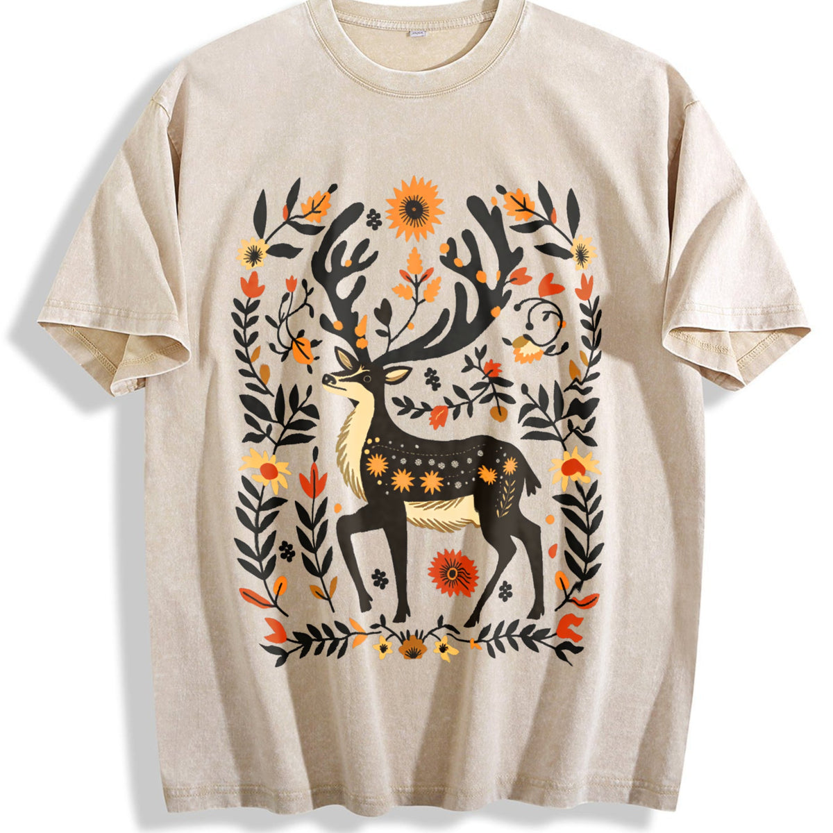 Summer A Bohemian- Floral Moose Vintage Washed T-Shirt product image 1