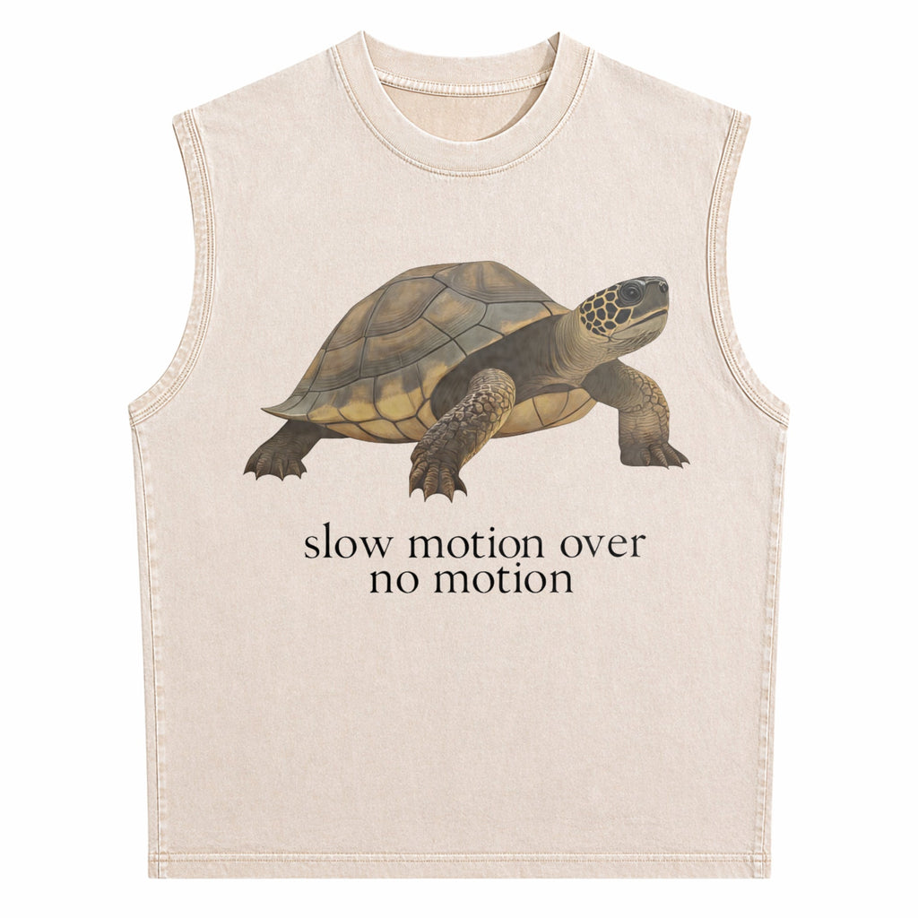 Slow Motion Over No Motion Turtle - Funny Gen Z Slang Men's Washed Tank Top