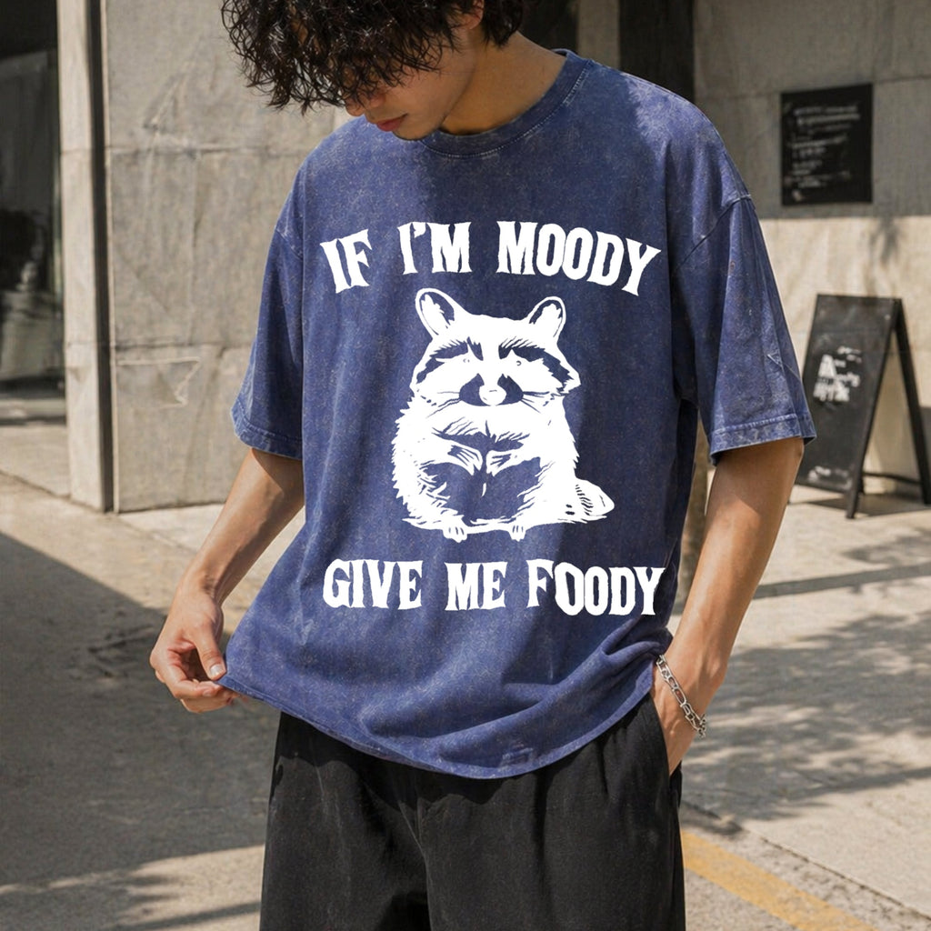 If I'm Moody Give Me Foody Funny Vintage Washed T-Shirt product image 8