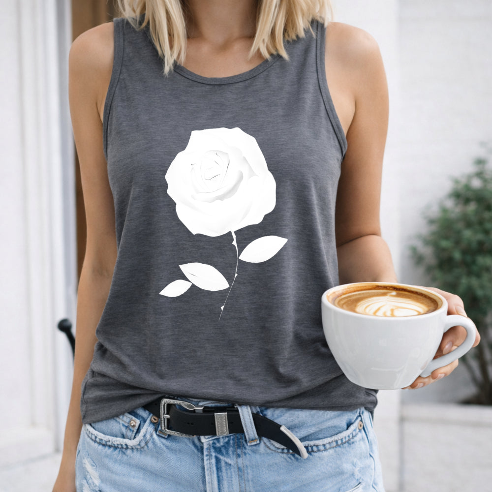 White Rose Silhouette Women's Tank Top