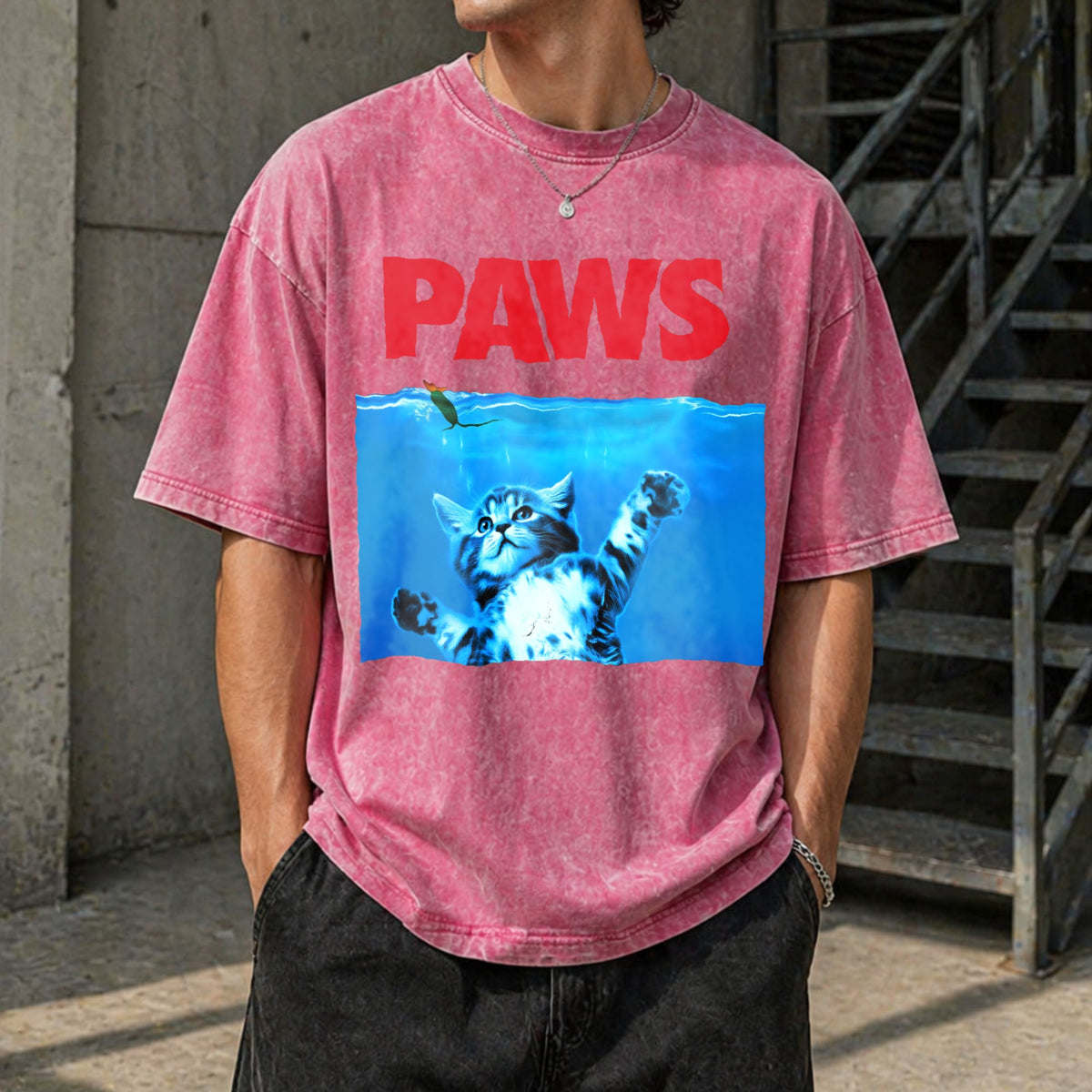 Xiongying Paws Cat And Mouse Vintage Washed T-Shirt product image 7