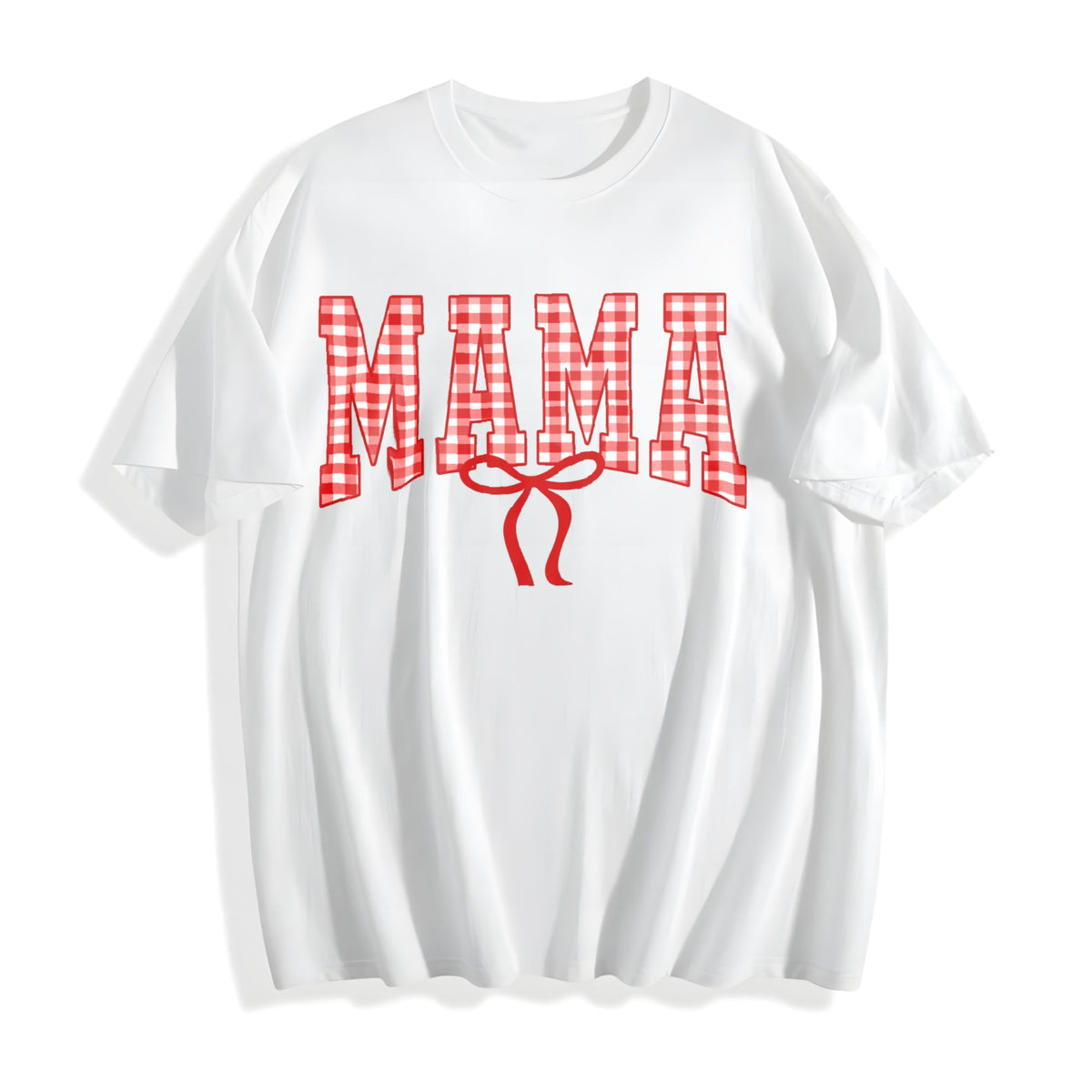 Mama Gingham Bow Cotton T-Shirt product image 2
