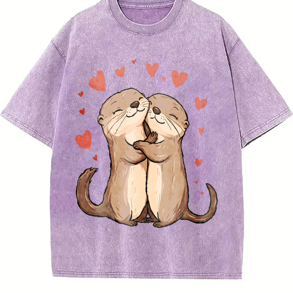Otter Love - Cute Hugging Otters Vintage Washed T-Shirt product image 6