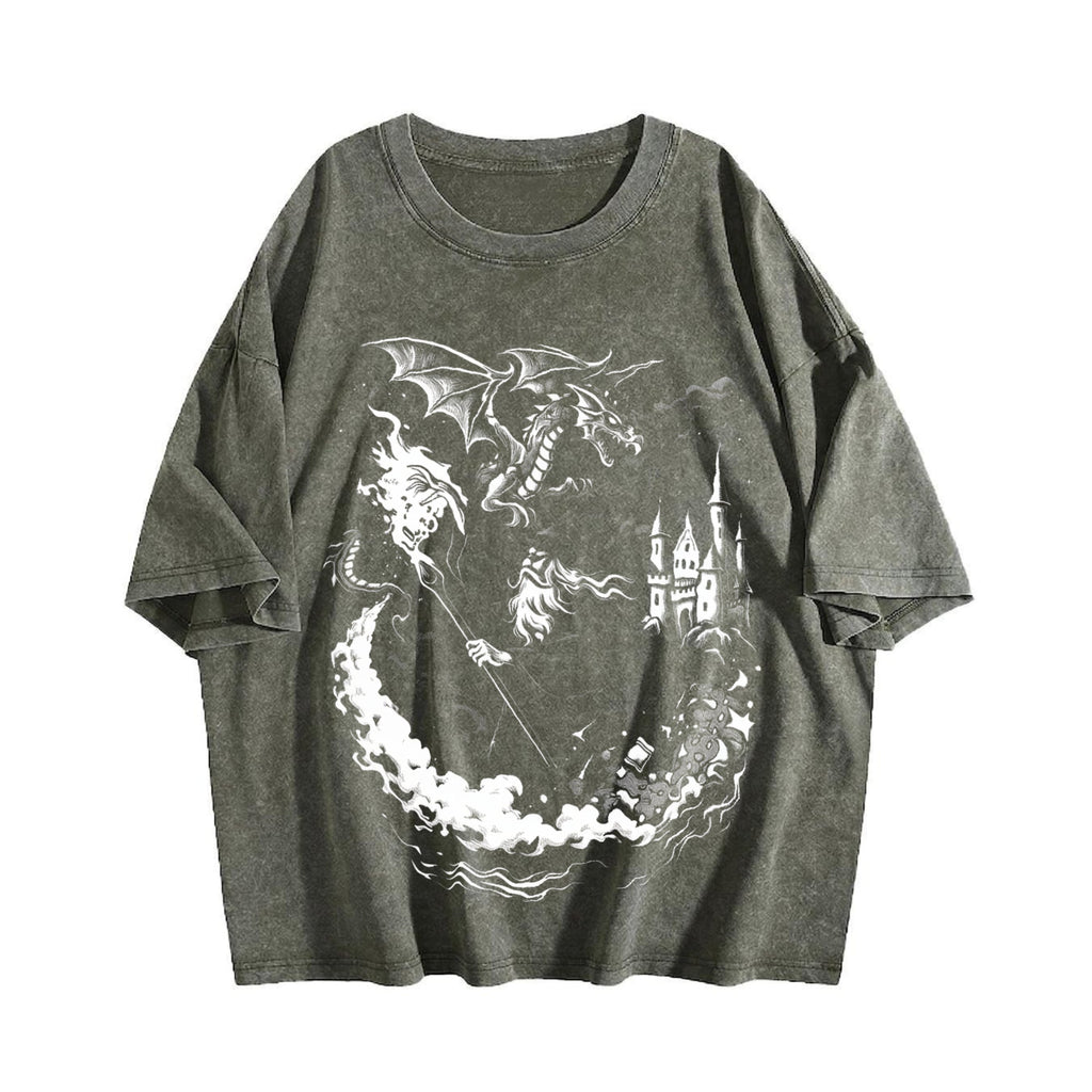 Wizard Dragon Gothic Fantasy Castle Sorcerer Magic Vintage product image 4