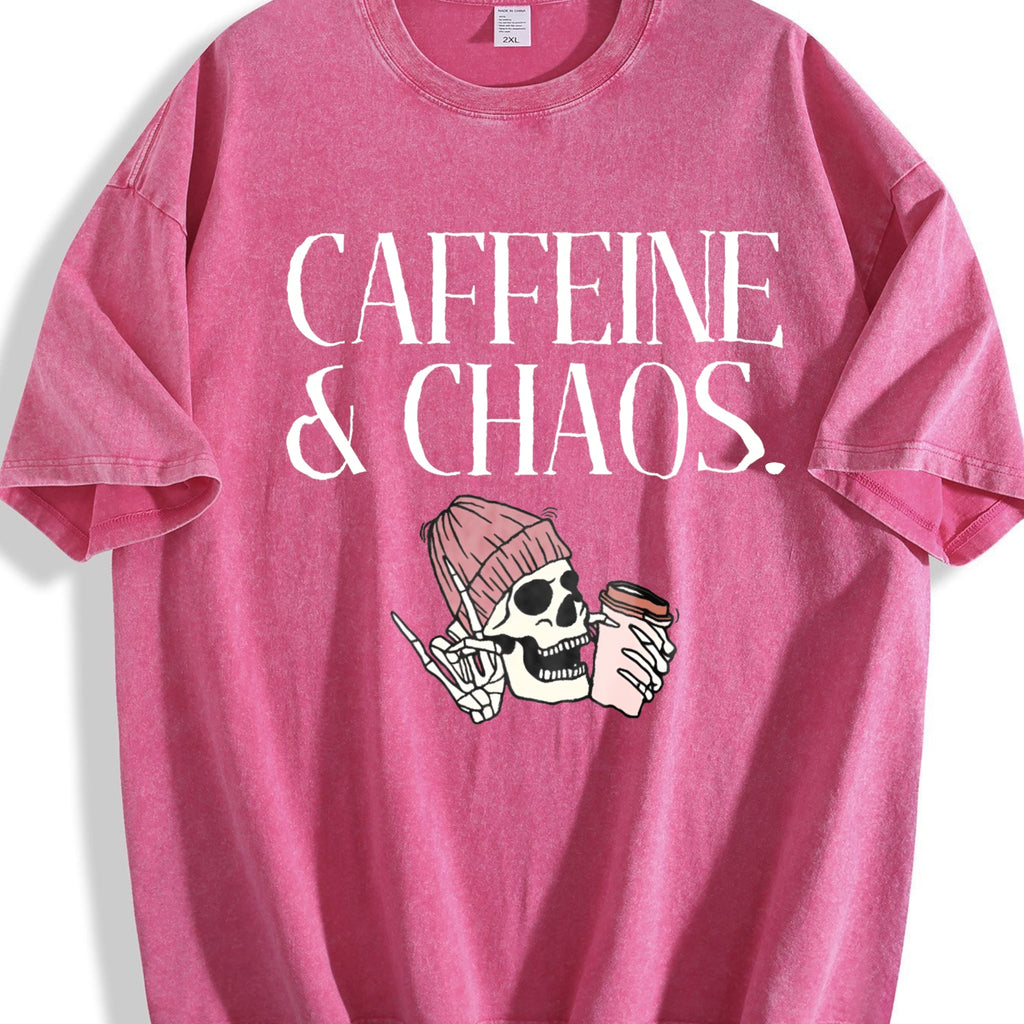 Caffeine And Chaos Aesthetic Vintage Washed T-Shirt product image 5