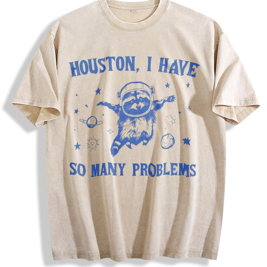 Raccoon In Space 90s Vintage Washed T-Shirt product image 1