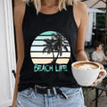 Island Vacation And Beach Life Letters And Palm Tree Women's Tank Top
