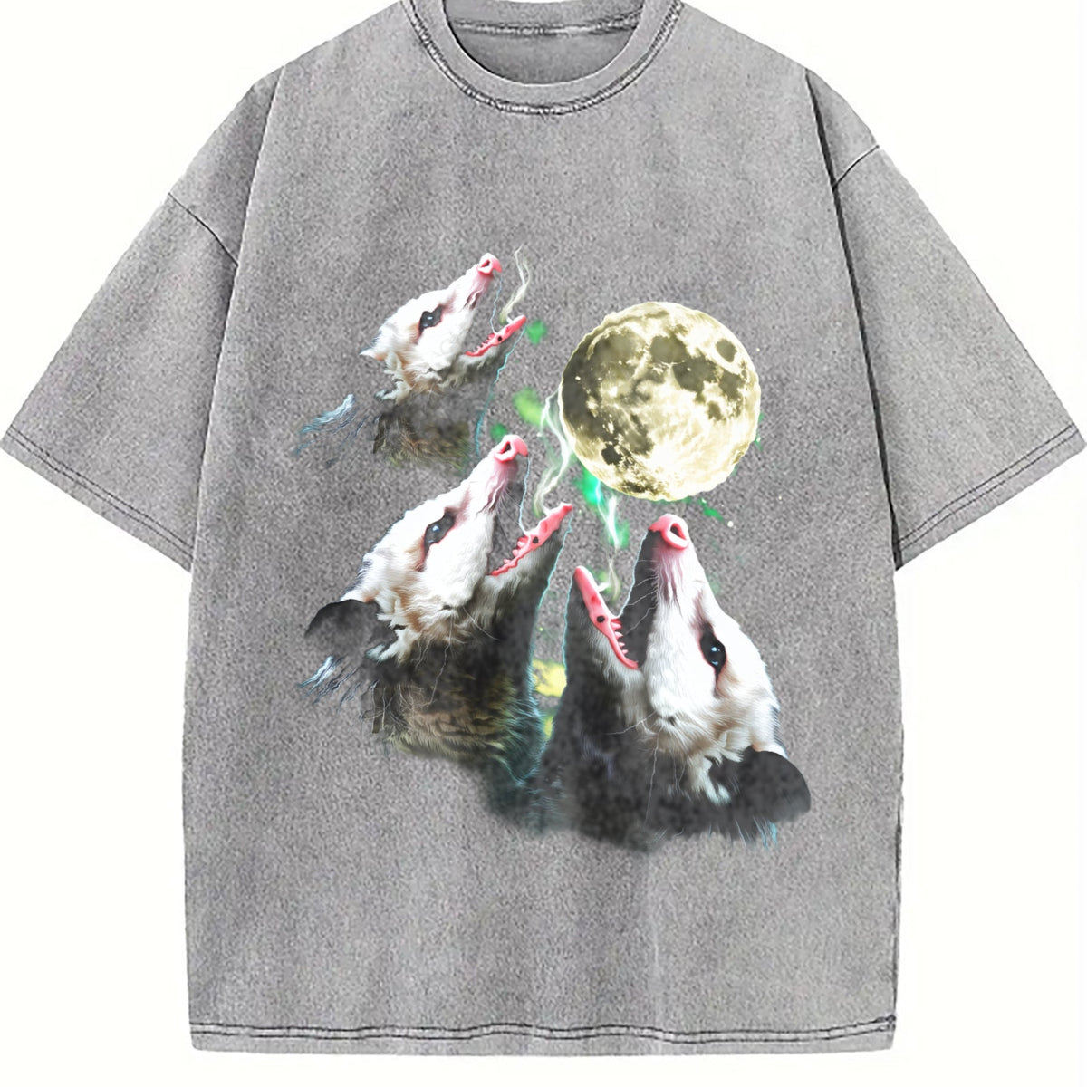Opossum Howling To Moon 90s Vintage Washed T-Shirt product image 5