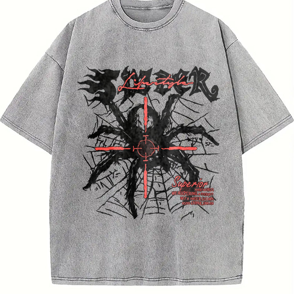 Spider With Black & Red Gothic Vintage Washed T-Shirt product image 4