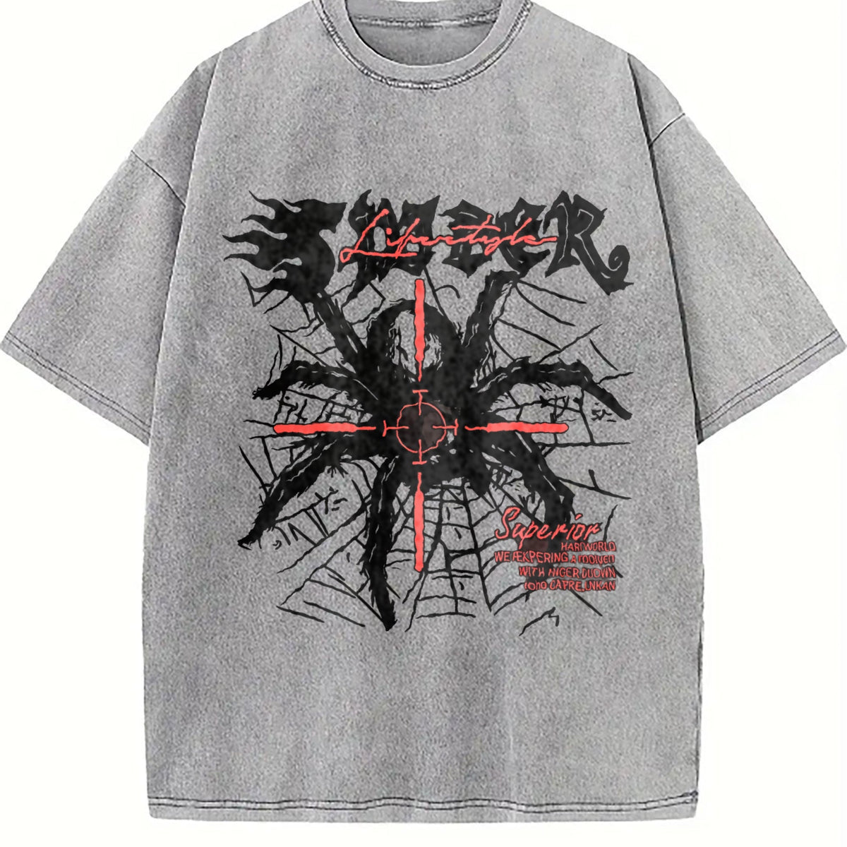 Spider With Black & Red Gothic Vintage Washed T-Shirt product image 4