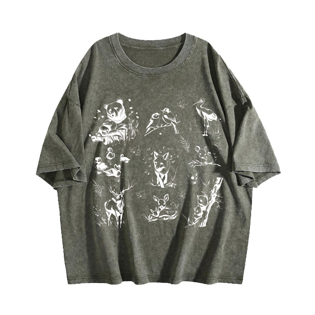 Forest Animals 90s Tattoo Vintage Washed T-Shirt product image 4