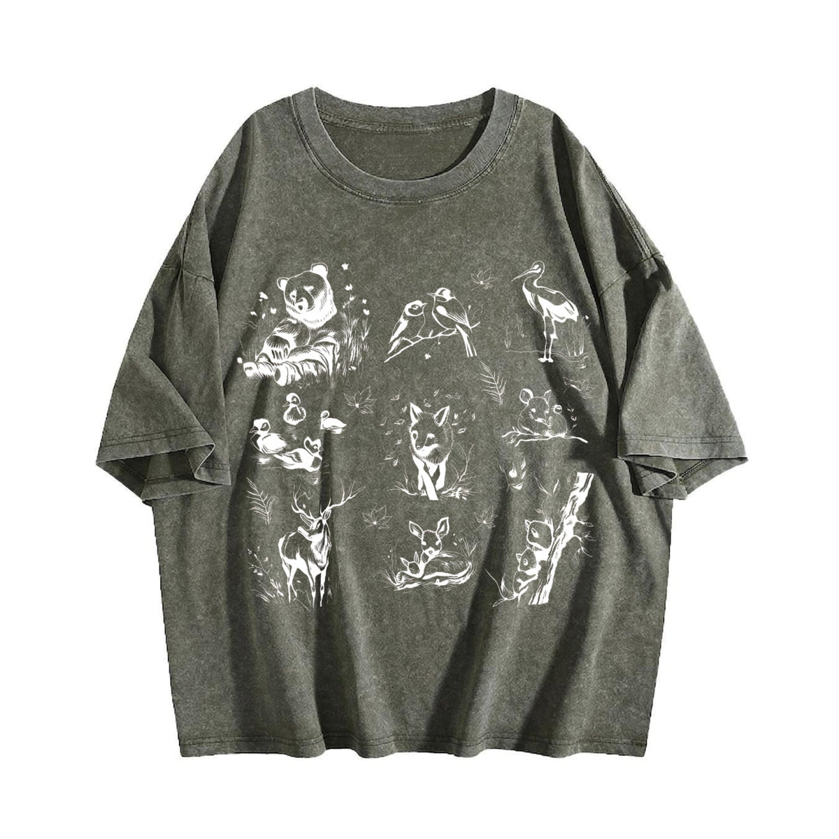 Forest Animals 90s Tattoo Vintage Washed T-Shirt product image 4