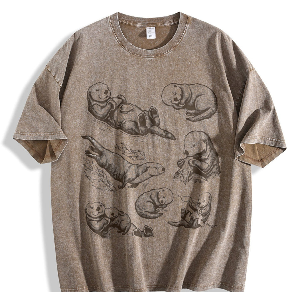 Sea Otter 90s Tattoo Vintage Washed T-Shirt product image 3