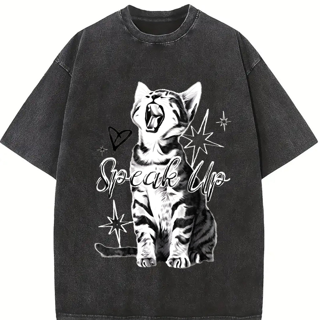 Fitting With A Cute Cat And Snowflake Vintage Washed T-Shirt product image 2