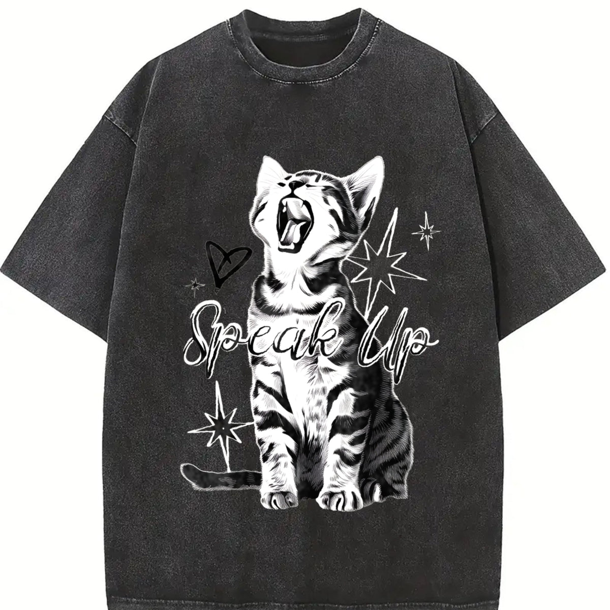 Fitting With A Cute Cat And Snowflake Vintage Washed T-Shirt product image 2