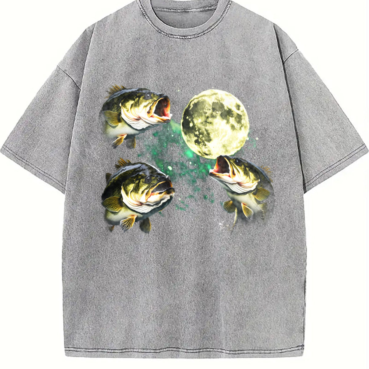 Bass Fishing Moon Vintage Washed T-Shirt product image 5
