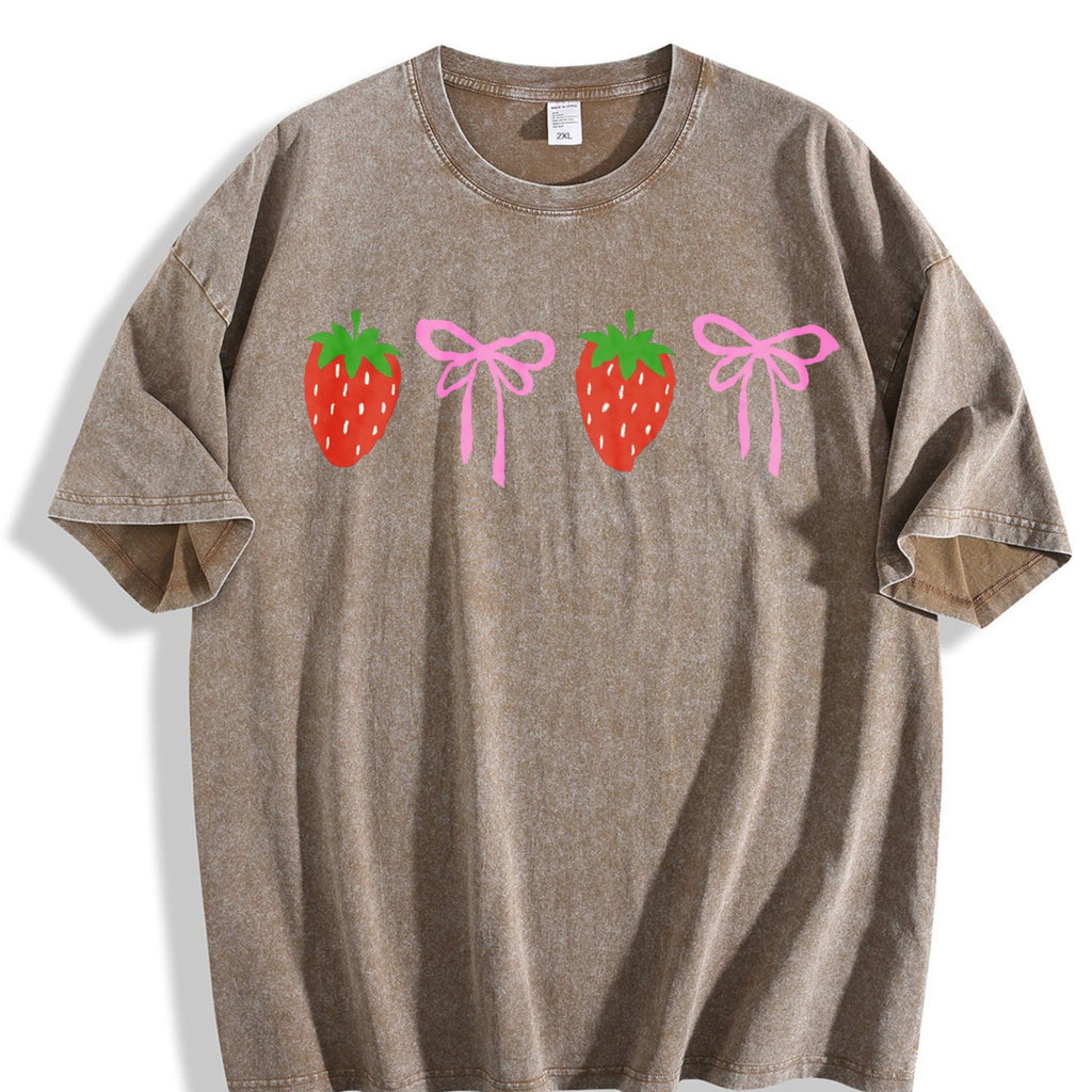 Strawberry Bow Vintage Washed T-Shirt product image 3