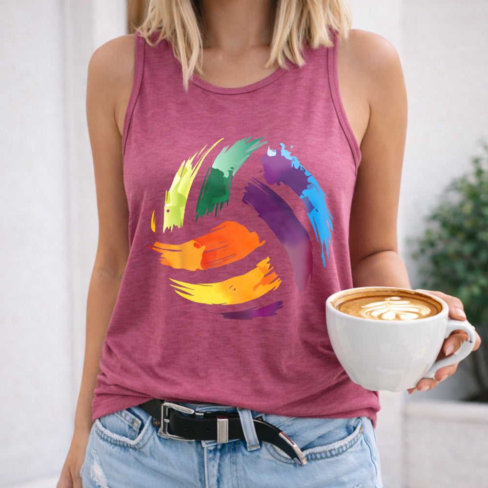 Rainbow Brushstroke Circle Women's Tank Top
