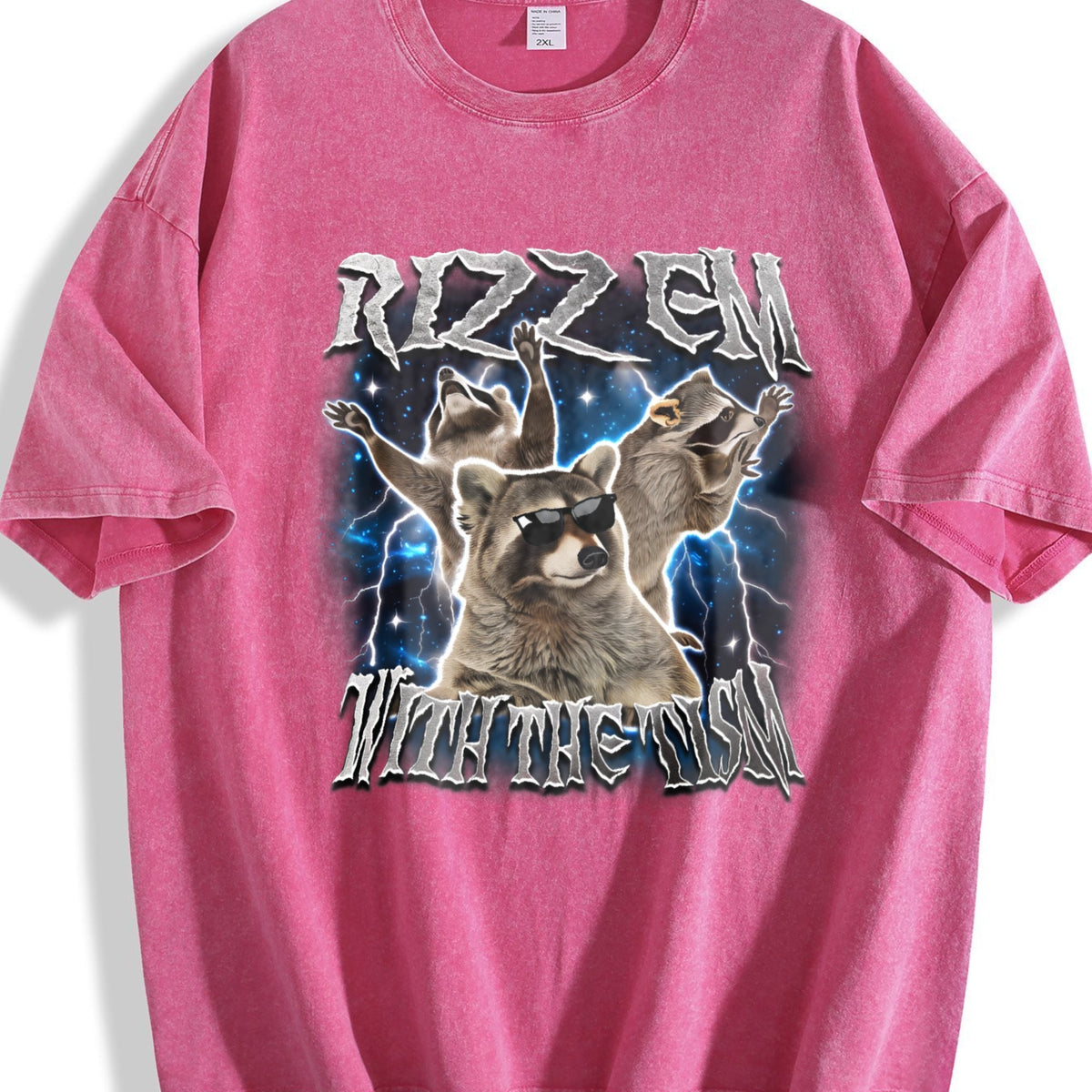 Rizz Em With The Tism Raccoon Vintage Washed T-Shirt product image 7