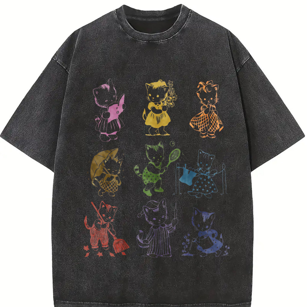 Cat 90s Tattoo Vintage Washed T-Shirt product image 2