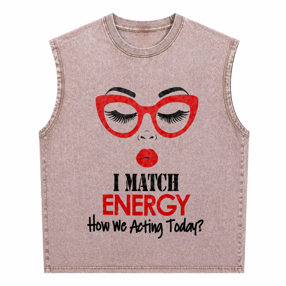 I Match Energy Slogan Men's Washed Tank Top