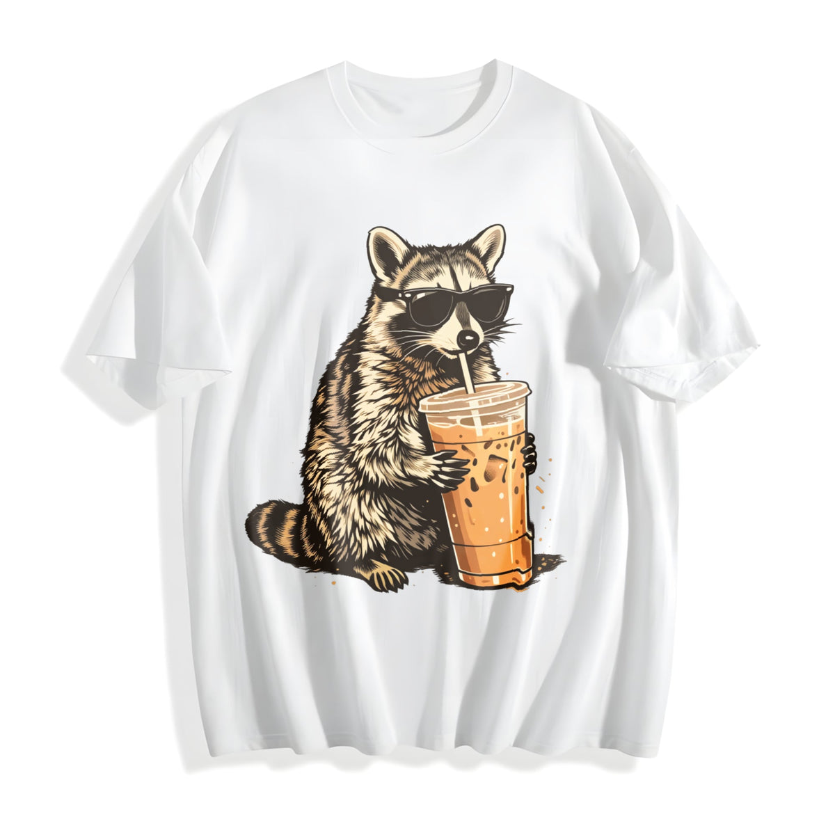 Raccoon Iced Coffee Cotton T-Shirt product image 2