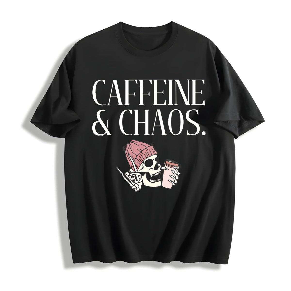 Caffeine And Chaos Aesthetic Cotton T-Shirt product image 1