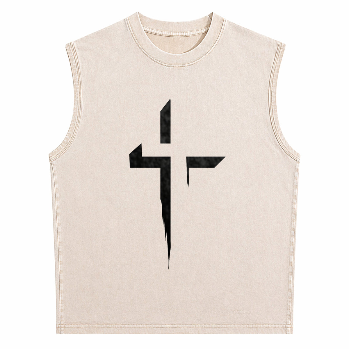 Patterned Cross Men's Washed Tank Top