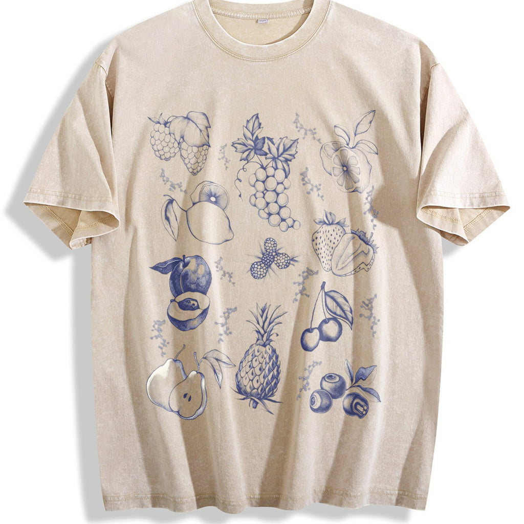 Fruits And Berries 90s Tattoo Vintage Washed T-Shirt product image 1