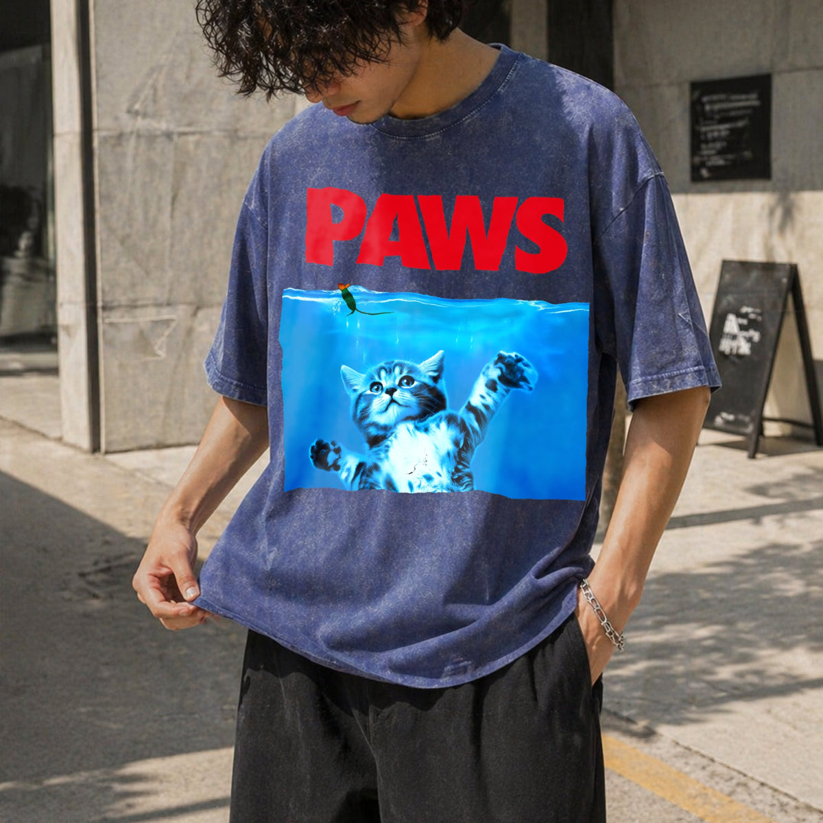 Xiongying Paws Cat And Mouse Vintage Washed T-Shirt product image 8