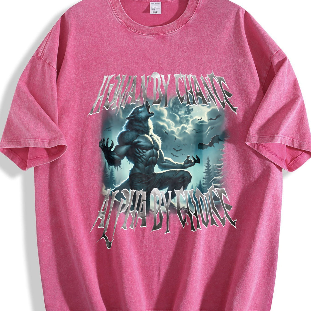 Human By Chance Alpha By Choice Wolf Vintage Washed T-Shirt product image 7