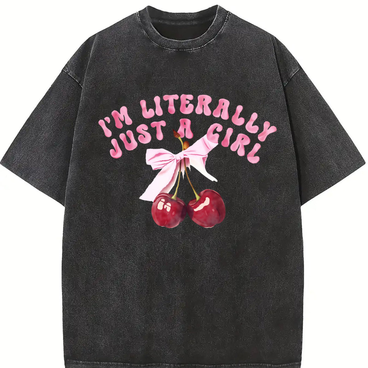 Fun Red Cherry I'm Literally Just A Girl Vintage Washed product image 2