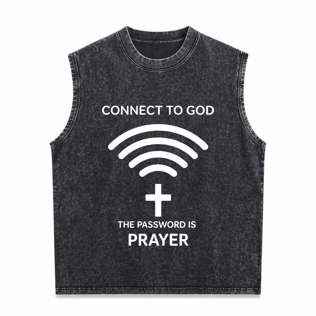 Connect To God The Password Ls Prayert- 100 Men's Washed Tank Top