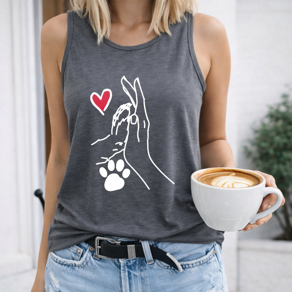 Hand and Dog Paw Heart Women's Tank Top