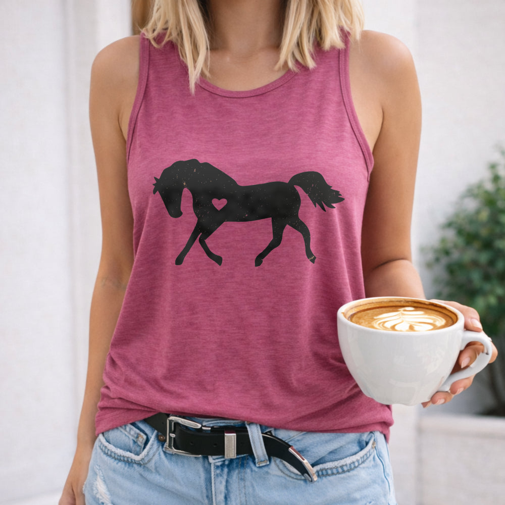 Black Horse Silhouette Women's Tank Top