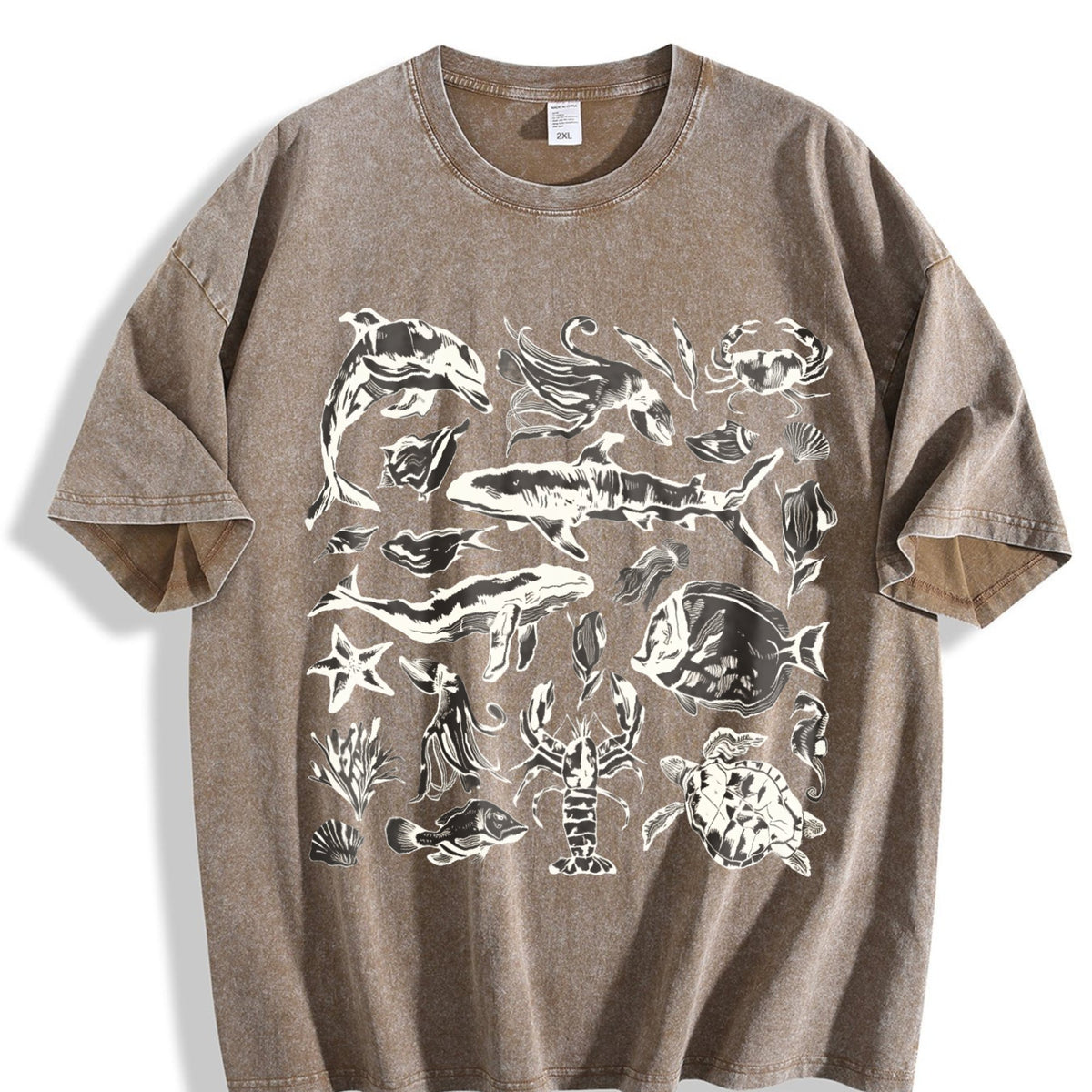 Sea Animals 90s Vintage Washed T-Shirt product image 3